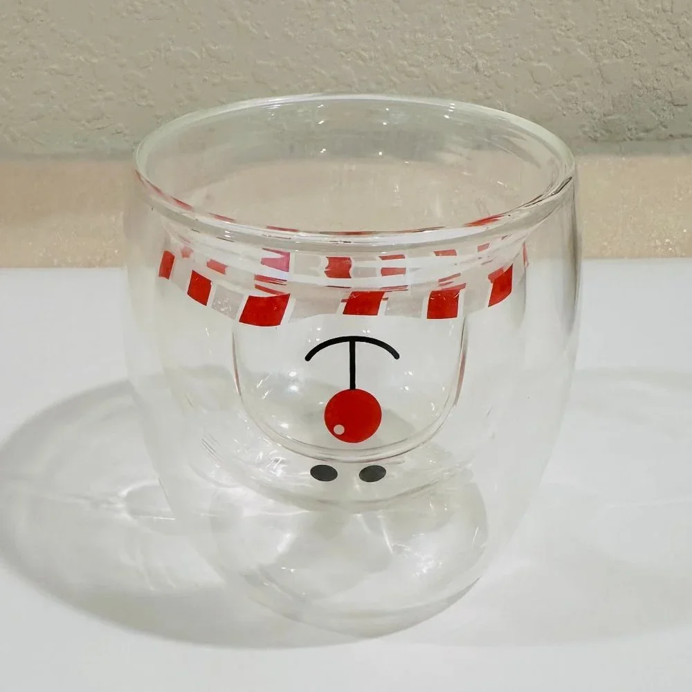 🐻‍❄️Cute Bear🐻‍❄Tea Cup Coffee Mug Double Wall Glass for Milk Chocolate Coffee